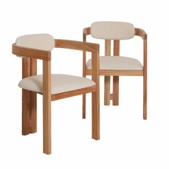 Made in Meubles Chaise en bois de mindy et tissu bouclette Suzie (lot de 2)