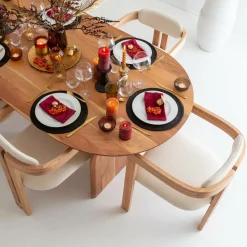 Made in Meubles Chaise en bois de mindy et tissu bouclette Suzie (lot de 2)