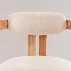 Made in Meubles Chaise en bois de mindy et tissu bouclette Suzie (lot de 2)