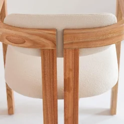 Made in Meubles Chaise en bois de mindy et tissu bouclette Suzie (lot de 2)