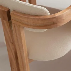 Made in Meubles Chaise en bois de mindy et tissu bouclette Suzie (lot de 2)