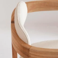 Made in Meubles Chaise en bois de mindy et tissu bouclette Suzie (lot de 2)