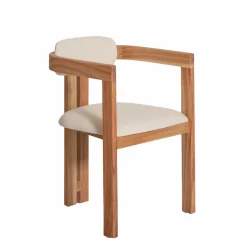 Made in Meubles Chaise en bois de mindy et tissu bouclette Suzie (lot de 2)
