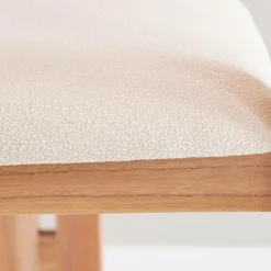 Made in Meubles Chaise en bois de mindy et tissu bouclette Suzie (lot de 2)
