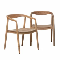 Made in Meubles Chaise en bois de teck brut June (lot de 2)