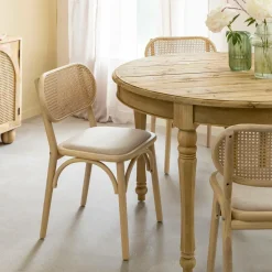 Made in Meubles Chaise en bois d'orme clair et cannage Luzian (lot de 2)