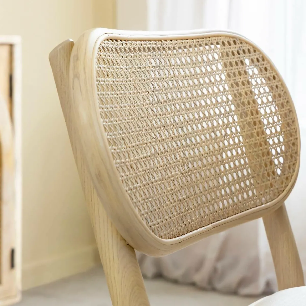 Made in Meubles Chaise en bois d'orme clair et cannage Luzian (lot de 2)