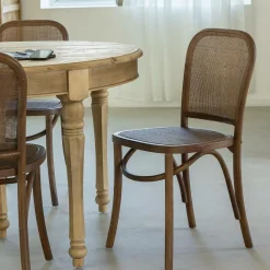 Made in Meubles Chaise en bois d'orme et cannage Luzian (lot de 2)