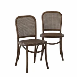 Made in Meubles Chaise en bois d'orme et cannage Luzian (lot de 2)