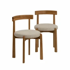 Made in Meubles Chaise en bois d'orme et tissu bouclette gris Aline (lot de 2)