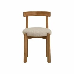 Made in Meubles Chaise en bois d'orme et tissu bouclette gris Aline (lot de 2)