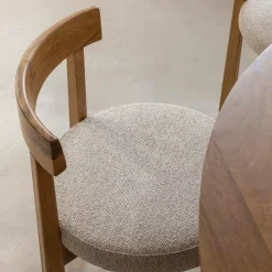 Made in Meubles Chaise en bois d'orme et tissu bouclette gris Aline (lot de 2)