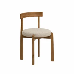 Made in Meubles Chaise en bois d'orme et tissu bouclette gris Aline (lot de 2)