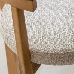 Made in Meubles Chaise en bois d'orme et tissu bouclette gris Aline (lot de 2)