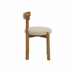 Made in Meubles Chaise en bois d'orme et tissu bouclette gris Aline (lot de 2)