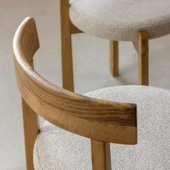 Made in Meubles Chaise en bois d'orme et tissu bouclette gris Aline (lot de 2)
