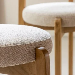 Made in Meubles Chaise en bois d'orme et tissu bouclette gris Aline (lot de 2)