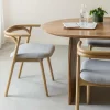 Made in Meubles Chaise en bois d'orme et tissu gris Aline (lot de 2)