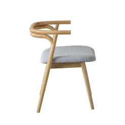 Made in Meubles Chaise en bois d'orme et tissu gris Aline (lot de 2)