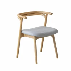 Made in Meubles Chaise en bois d'orme et tissu gris Aline (lot de 2)