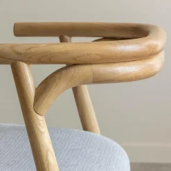 Made in Meubles Chaise en bois d'orme et tissu gris Aline (lot de 2)