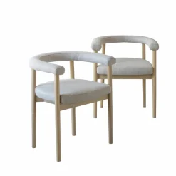Made in Meubles Chaise en bois d'orme et tissu gris Aline (lot de 2)