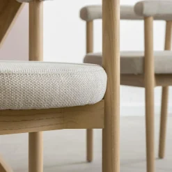 Made in Meubles Chaise en bois d'orme et tissu gris Aline (lot de 2)