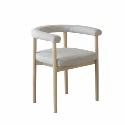 Made in Meubles Chaise en bois d'orme et tissu gris Aline (lot de 2)
