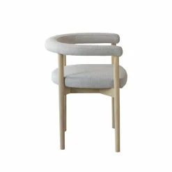Made in Meubles Chaise en bois d'orme et tissu gris Aline (lot de 2)