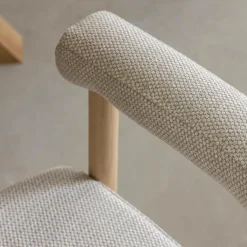 Made in Meubles Chaise en bois d'orme et tissu gris Aline (lot de 2)