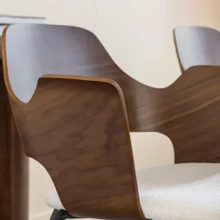 Made in Meubles Chaise en bois foncé et tissu écru Florence (lot de 2)