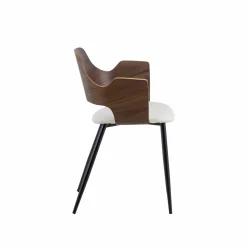 Made in Meubles Chaise en bois foncé et tissu écru Florence (lot de 2)