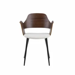 Made in Meubles Chaise en bois foncé et tissu écru Florence (lot de 2)