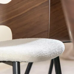 Made in Meubles Chaise en bois foncé et tissu écru Florence (lot de 2)