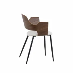 Made in Meubles Chaise en bois foncé et tissu écru Florence (lot de 2)