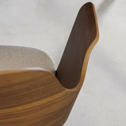 Made in Meubles Chaise en bois foncé et tissu écru Florence (lot de 2)