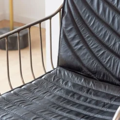 Made in Meubles Chaise en cuir et métal noir Heidi