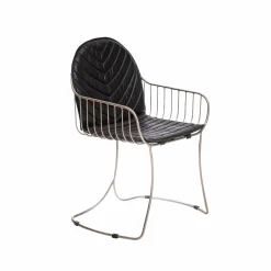 Made in Meubles Chaise en cuir et métal noir Heidi