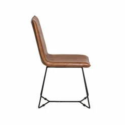 Made in Meubles Chaise en cuir marron clair Lilou (lot de 2)