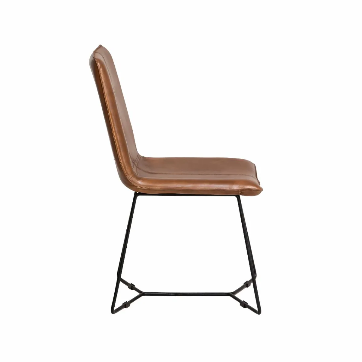 Made in Meubles Chaise en cuir marron clair Lilou (lot de 2)