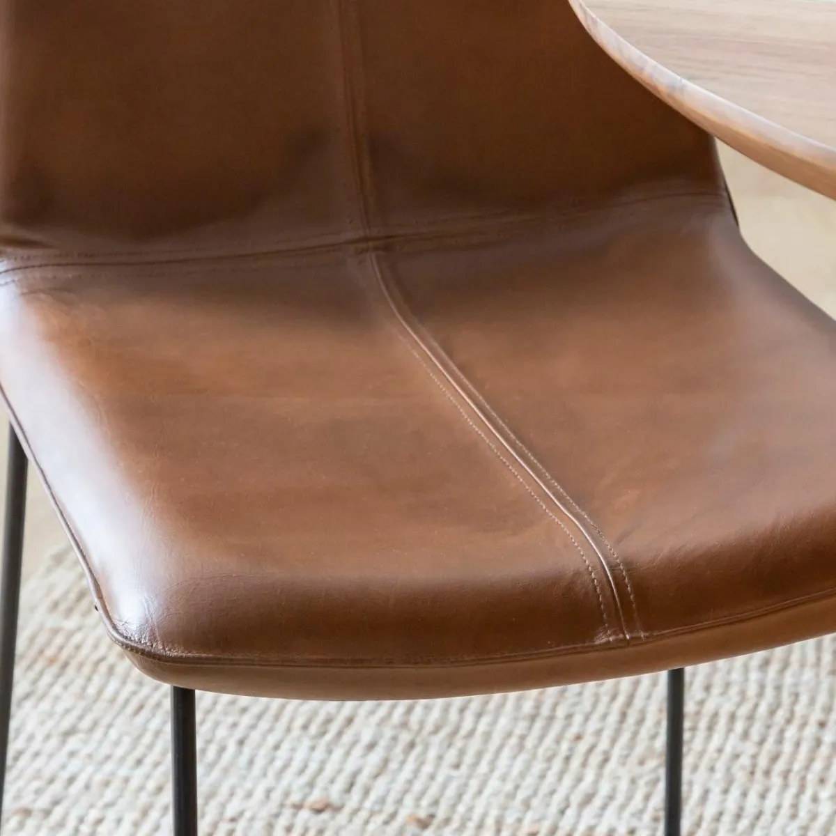 Made in Meubles Chaise en cuir marron clair Lilou (lot de 2)