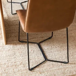 Made in Meubles Chaise en cuir marron clair Lilou (lot de 2)