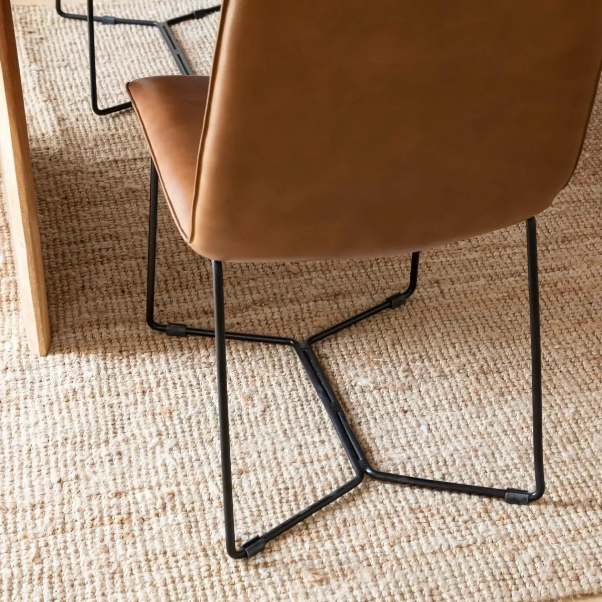 Made in Meubles Chaise en cuir marron clair Lilou (lot de 2)