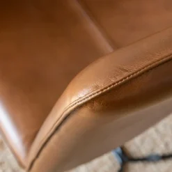 Made in Meubles Chaise en cuir marron clair Lilou (lot de 2)