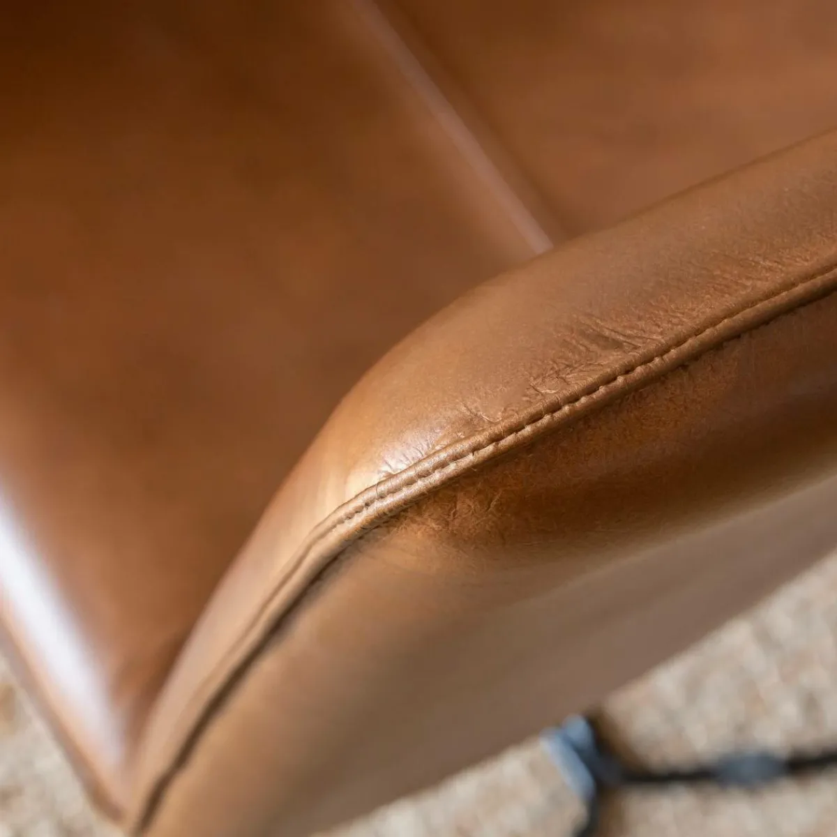 Made in Meubles Chaise en cuir marron clair Lilou (lot de 2)