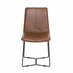 Made in Meubles Chaise en cuir marron clair Lilou (lot de 2)