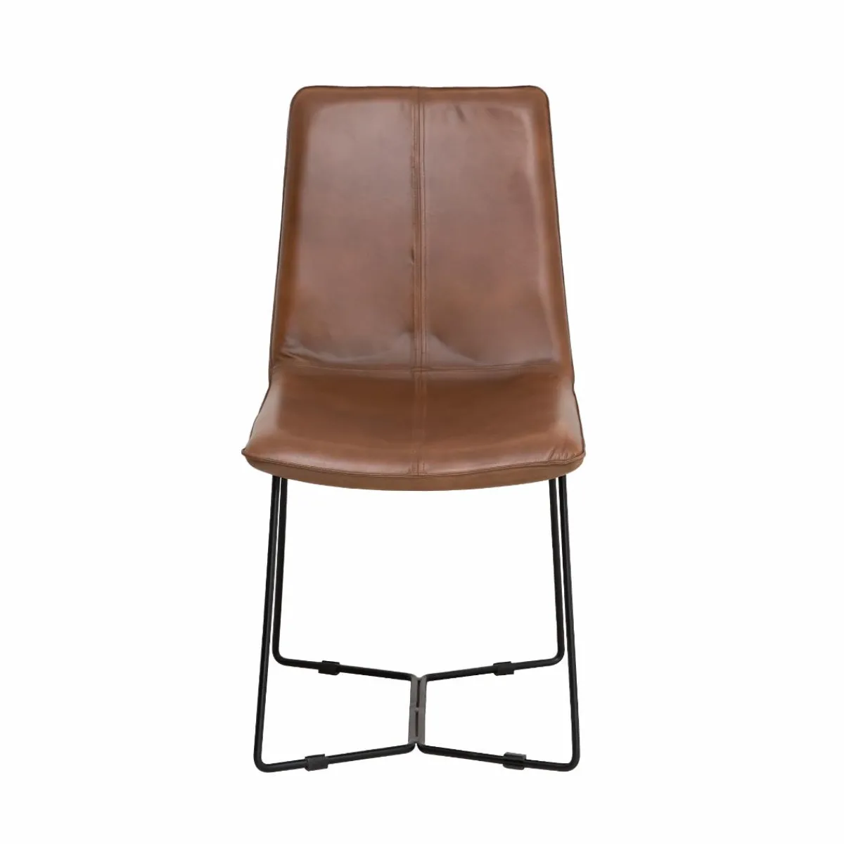 Made in Meubles Chaise en cuir marron clair Lilou (lot de 2)