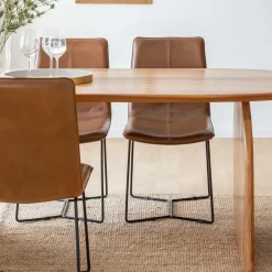 Made in Meubles Chaise en cuir marron clair Lilou (lot de 2)