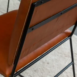 Made in Meubles Chaise en cuir marron et métal noir Arthur (lot de 2)