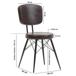 Made in Meubles Chaise en cuir marron foncé Pharell (lot de 2)